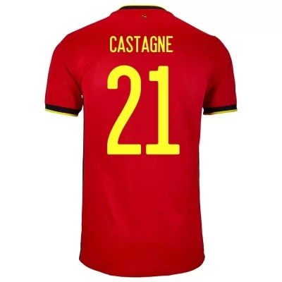 Femme Équipe de Belgique de football Maillot Timothy Castagne #21 Tenues Domicile Rouge 2021