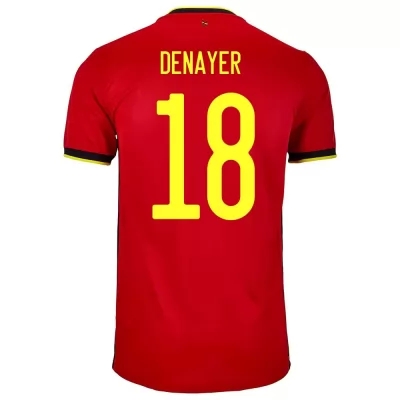 Femme Équipe de Belgique de football Maillot Jason Denayer #18 Tenues Domicile Rouge 2021