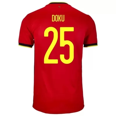 Femme Équipe de Belgique de football Maillot Jeremy Doku #25 Tenues Domicile Rouge 2021