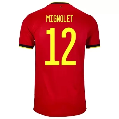 Femme Équipe de Belgique de football Maillot Simon Mignolet #12 Tenues Domicile Rouge 2021