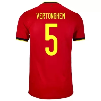 Homme Équipe De Belgique De Football Maillot Jan Vertonghen #5 Tenues Domicile Rouge 2021