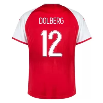 Femme Équipe Du Danemark De Football Maillot Kasper Dolberg #12 Tenues Domicile Rouge 2021