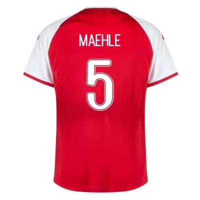 Femme Équipe Du Danemark De Football Maillot Joakim Maehle #5 Tenues Domicile Rouge 2021