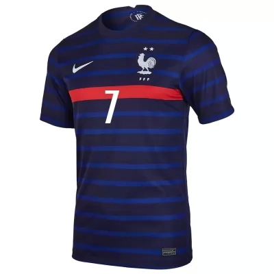 Femme Équipe De France De Football Maillot Antoine Griezmann #7 Tenues Domicile Bleu Foncé 2021
