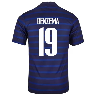 Femme Équipe de France de football Maillot Karim Benzema #19 Tenues Domicile Bleu Foncé 2021
