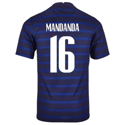 Enfant Équipe de France de football Maillot Steve Mandanda #16 Tenues Domicile Bleu Foncé 2021