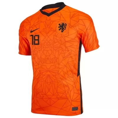 Homme Équipe Des Pays-bas De Football Maillot Donyell Malen #18 Tenues Domicile Orange 2021