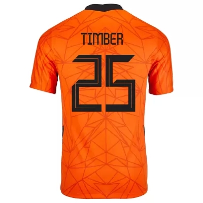 Enfant Équipe des Pays-Bas de football Maillot Jurrien Timber #25 Tenues Domicile Orange 2021