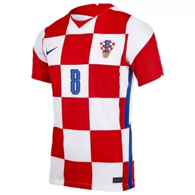 Enfant Équipe De Croatie De Football Maillot Mateo Kovacic #8 Tenues Domicile Rouge Blanc 2021
