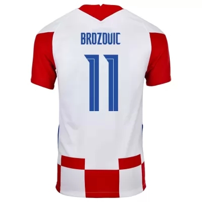 Enfant Équipe de Croatie de football Maillot Marcelo Brozovic #11 Tenues Domicile Rouge Blanc 2021