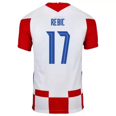 Femme Équipe de Croatie de football Maillot Ante Rebic #17 Tenues Domicile Rouge Blanc 2021