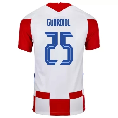 Enfant Équipe de Croatie de football Maillot Josko Gvardiol #25 Tenues Domicile Rouge Blanc 2021
