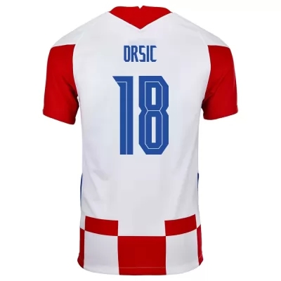 Homme Équipe de Croatie de football Maillot Mislav Orsic #18 Tenues Domicile Rouge Blanc 2021