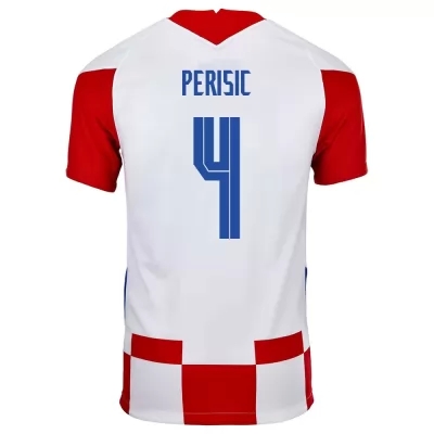 Enfant Équipe de Croatie de football Maillot Ivan Perisic #4 Tenues Domicile Rouge Blanc 2021
