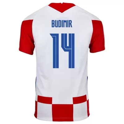Enfant Équipe de Croatie de football Maillot Ante Budimir #14 Tenues Domicile Rouge Blanc 2021