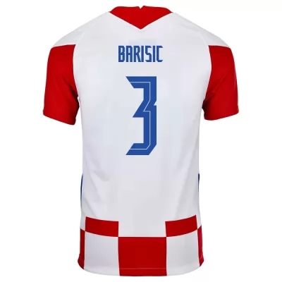 Homme Équipe de Croatie de football Maillot Borna Barisic #3 Tenues Domicile Rouge Blanc 2021