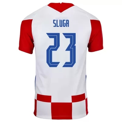 Homme Équipe de Croatie de football Maillot Simon Sluga #23 Tenues Domicile Rouge Blanc 2021