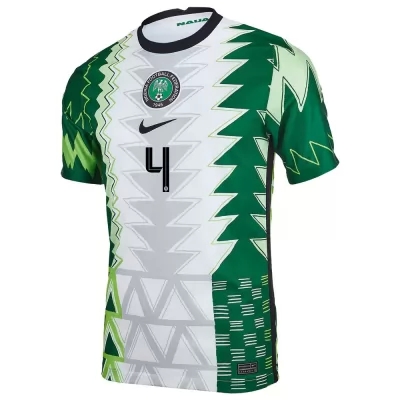 Enfant Équipe Du Nigeria De Football Maillot Wilfred Ndidi #4 Tenues Domicile Vert Blanc 2021