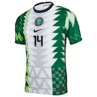 Homme Équipe Du Nigeria De Football Maillot Kelechi Iheanacho #14 Tenues Domicile Vert Blanc 2021