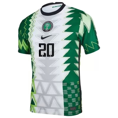 Homme Équipe Du Nigeria De Football Maillot Chidozie Awaziem #20 Tenues Domicile Vert Blanc 2021