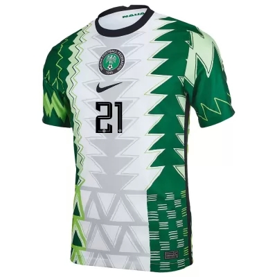 Homme Équipe Du Nigeria De Football Maillot Tyronne Ebuehi #21 Tenues Domicile Vert Blanc 2021