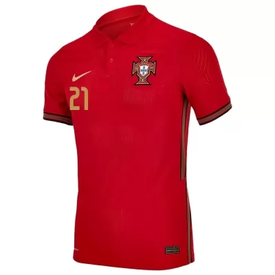 Enfant Équipe Du Portugal De Football Maillot Diogo Jota #21 Tenues Domicile Rouge 2021