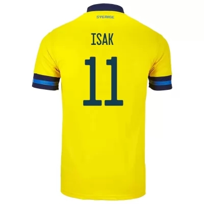 Homme Équipe De Suède De Football Maillot Alexander Isak #11 Tenues Domicile Jaune 2021
