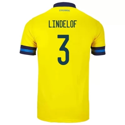 Homme Équipe De Suède De Football Maillot Victor Lindelof #3 Tenues Domicile Jaune 2021