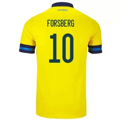 Enfant Équipe De Suède De Football Maillot Emil Forsberg #10 Tenues Domicile Jaune 2021