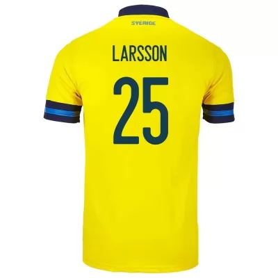 Femme Équipe De Suède De Football Maillot Jordan Larsson #25 Tenues Domicile Jaune 2021