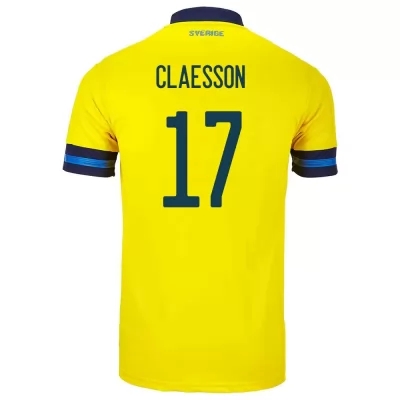 Femme Équipe De Suède De Football Maillot Viktor Claesson #17 Tenues Domicile Jaune 2021