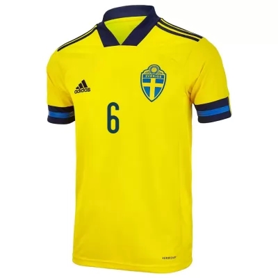 Femme Équipe De Suède De Football Maillot Ludwig Augustinsson #6 Tenues Domicile Jaune 2021