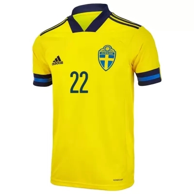 Femme Équipe De Suède De Football Maillot Robin Quaison #22 Tenues Domicile Jaune 2021