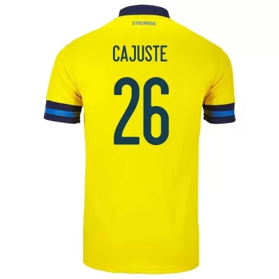 Homme Équipe De Suède De Football Maillot Jens Cajuste #26 Tenues Domicile Jaune 2021