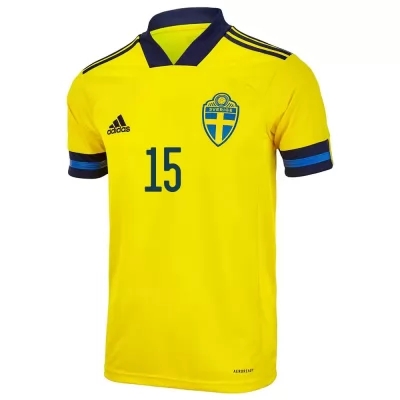 Femme Équipe De Suède De Football Maillot Ken Sema #15 Tenues Domicile Jaune 2021