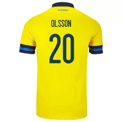 Homme Équipe De Suède De Football Maillot Kristoffer Olsson #20 Tenues Domicile Jaune 2021
