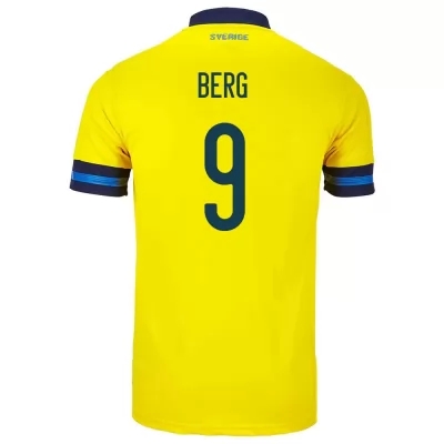 Enfant Équipe De Suède De Football Maillot Marcus Berg #9 Tenues Domicile Jaune 2021