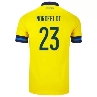 Enfant Équipe De Suède De Football Maillot Kristoffer Nordfeldt #23 Tenues Domicile Jaune 2021
