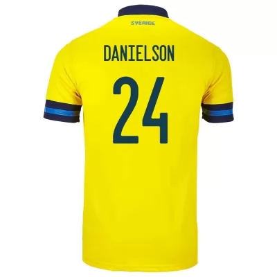 Homme Équipe De Suède De Football Maillot Marcus Danielson #24 Tenues Domicile Jaune 2021