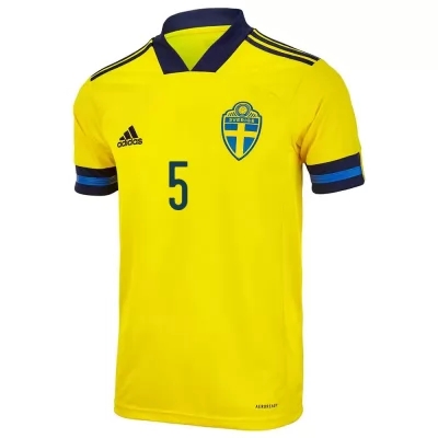 Homme Équipe De Suède De Football Maillot Pierre Bengtsson #5 Tenues Domicile Jaune 2021
