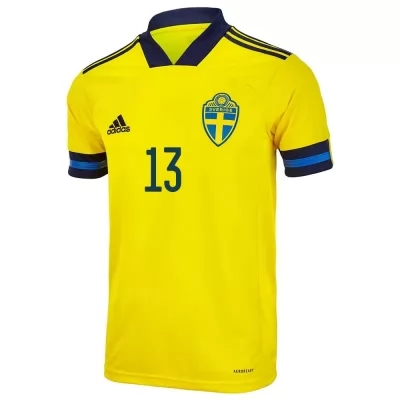 Homme Équipe De Suède De Football Maillot Gustav Svensson #13 Tenues Domicile Jaune 2021