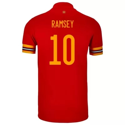 Enfant Équipe Du Pays De Galles De Football Maillot Aaron Ramsey #10 Tenues Domicile Rouge 2021