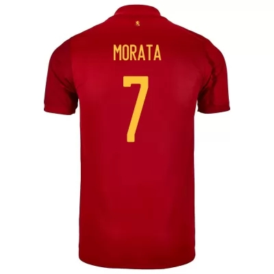 Enfant Équipe d'Espagne de football Maillot Alvaro Morata #7 Tenues Domicile Rouge 2021