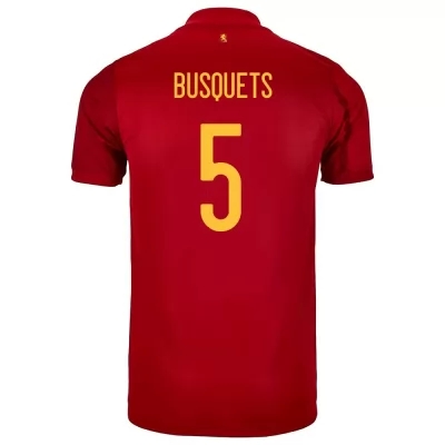 Homme Équipe d'Espagne de football Maillot Sergio Busquets #5 Tenues Domicile Rouge 2021