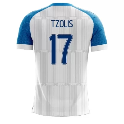 Femme Équipe de Grèce de football Maillot Christos Tzolis #17 Tenues Domicile Blanc 2021