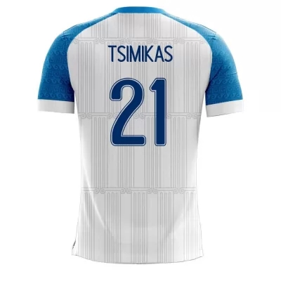 Femme Équipe de Grèce de football Maillot Konstantinos Tsimikas #21 Tenues Domicile Blanc 2021