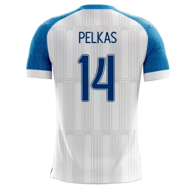 Femme Équipe de Grèce de football Maillot Dimitrios Pelkas #14 Tenues Domicile Blanc 2021