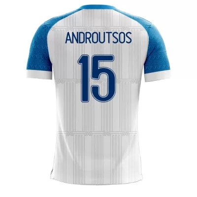 Femme Équipe de Grèce de football Maillot Athanasios Androutsos #15 Tenues Domicile Blanc 2021