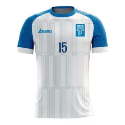 Femme Équipe de Grèce de football Maillot Athanasios Androutsos #15 Tenues Domicile Blanc 2021