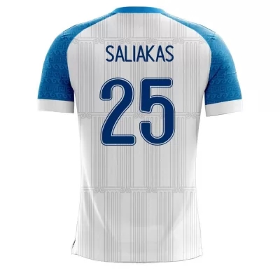 Femme Équipe de Grèce de football Maillot Manolis Saliakas #25 Tenues Domicile Blanc 2021